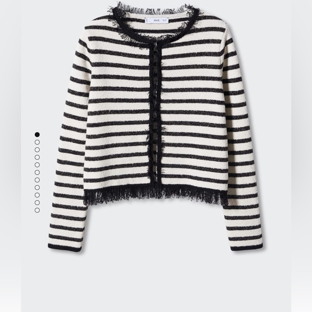 Mango crated stripe cardigan in black and cream. Size S